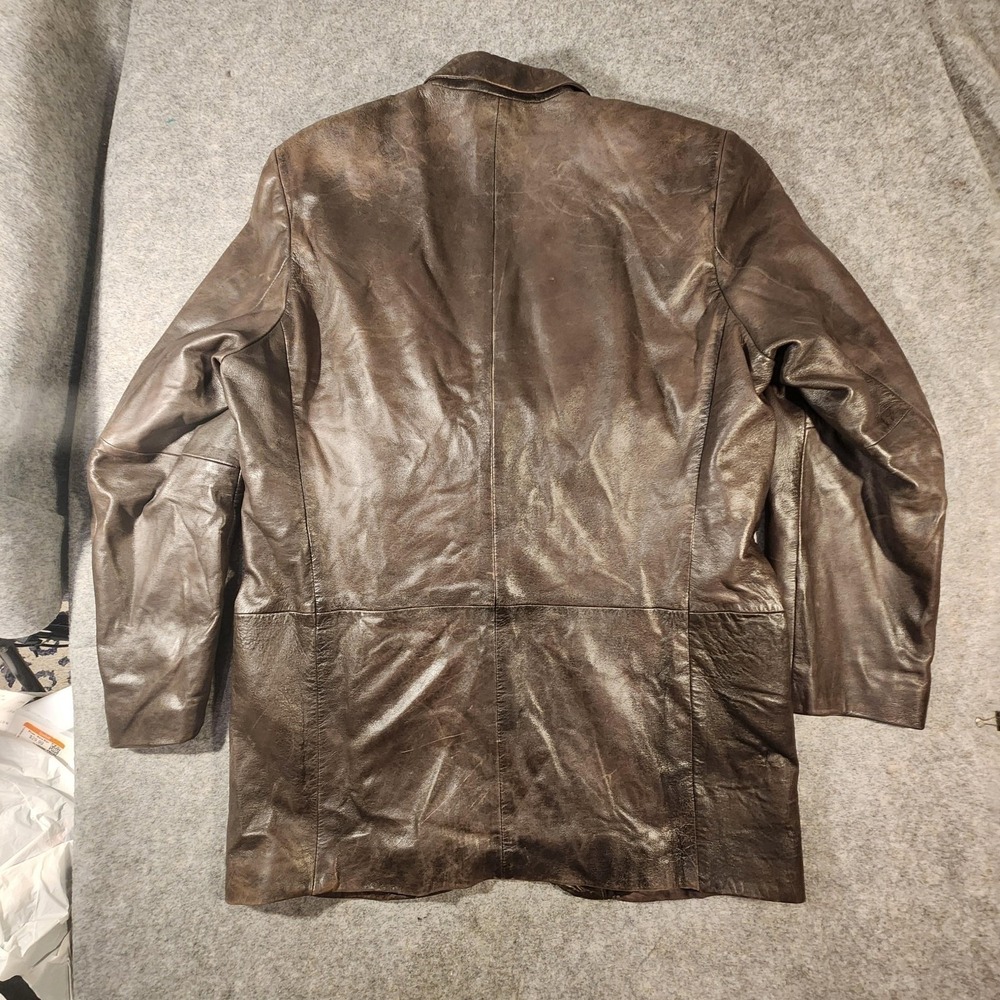 Vintage Hugo Boss Leather Jacket Mens 44R Brown Lambskin Blazer Coat Y2K 90's - Picture 7 of 13